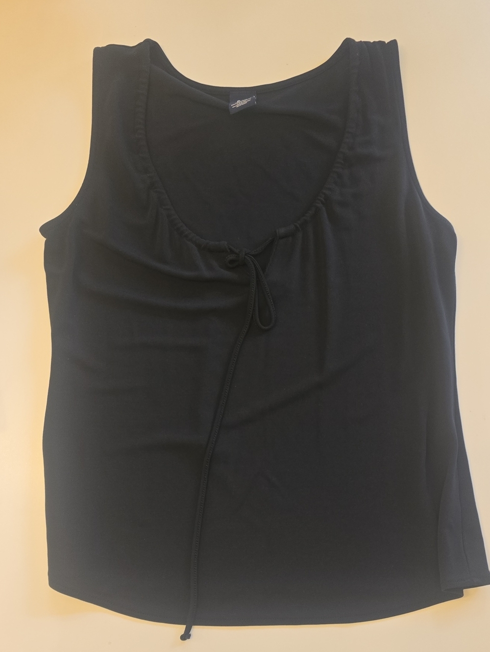 GAP Black Scoop Neck Tank with Front Drawstring